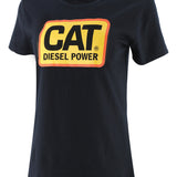 Polera Manga Corta Mujer Diesel Power Tee Black Orange Cat