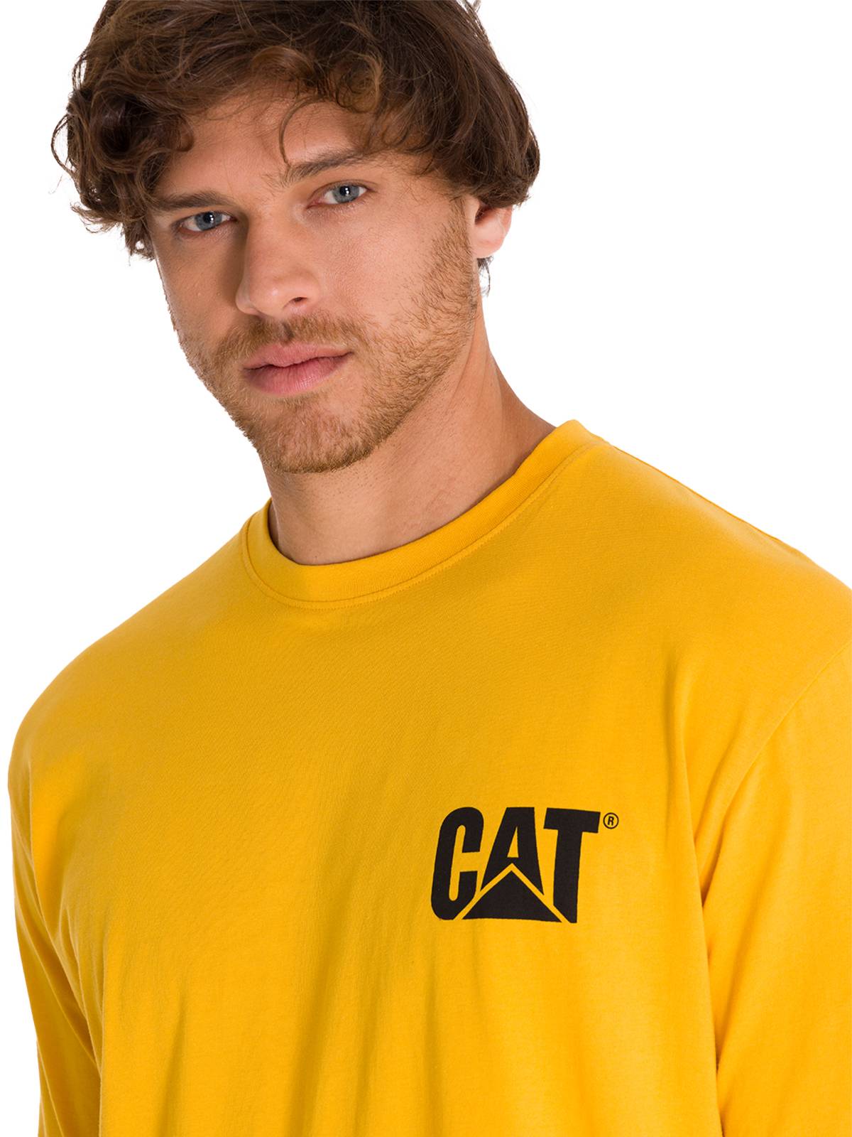 Polera Manga Larga Hombre Logo CAT Amarillo Cat