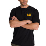 Polera Manga Corta Hombre Diseño Hard Work Negro CAT