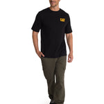 Polera Manga Corta Hombre Diseño Hard Work Negro CAT