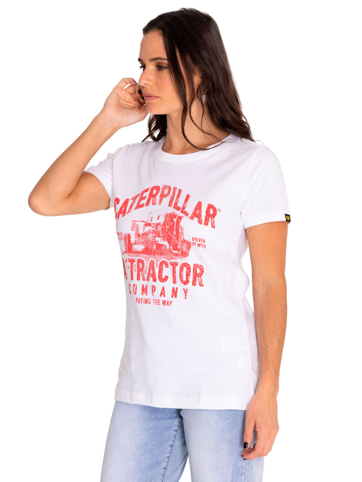 Polera Manga Corta Casual Mujer Women'S Graphic Tee Blanco Cat