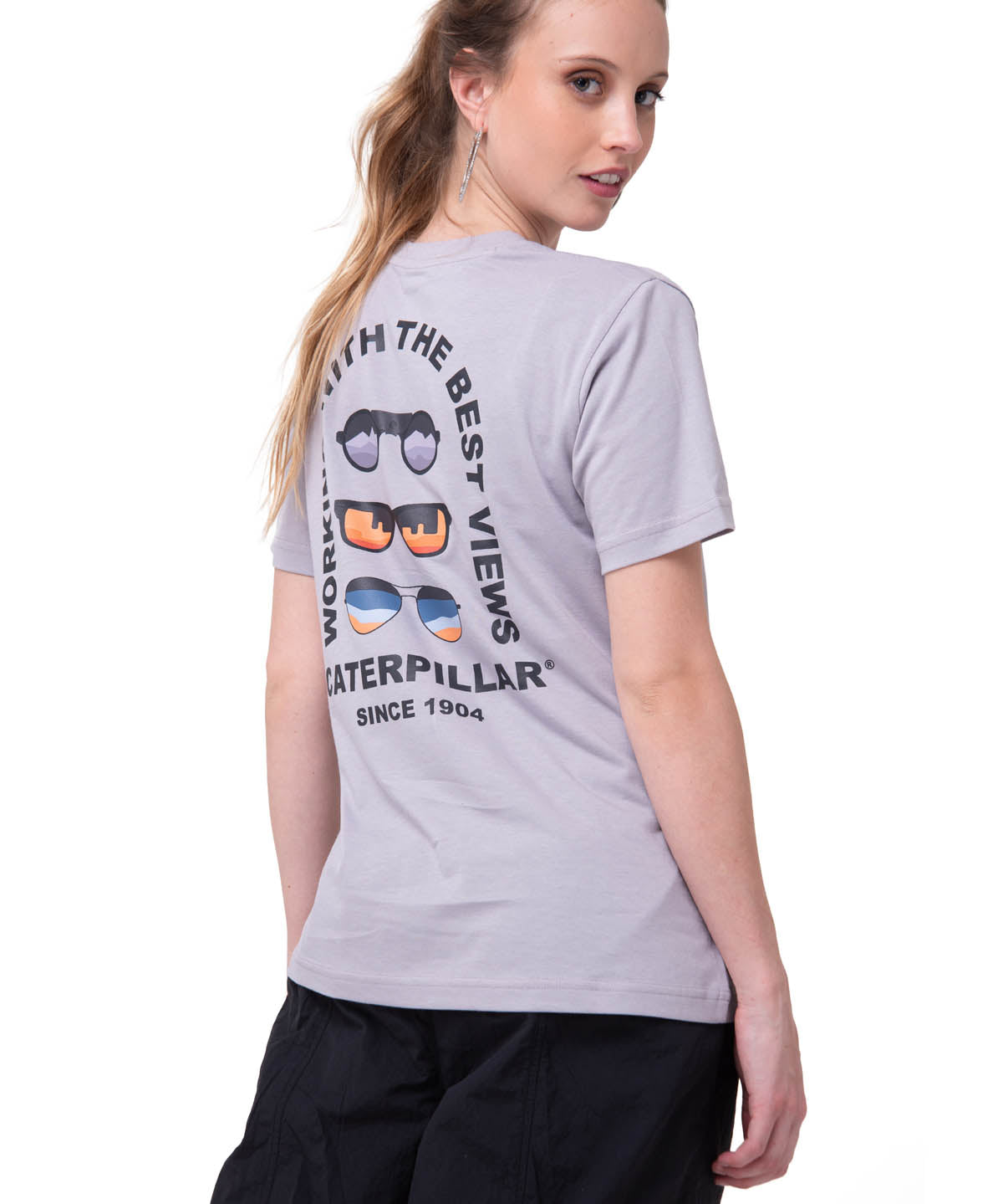 Polera Manga Corta Mujer Diseño Gráfico Lila Cat