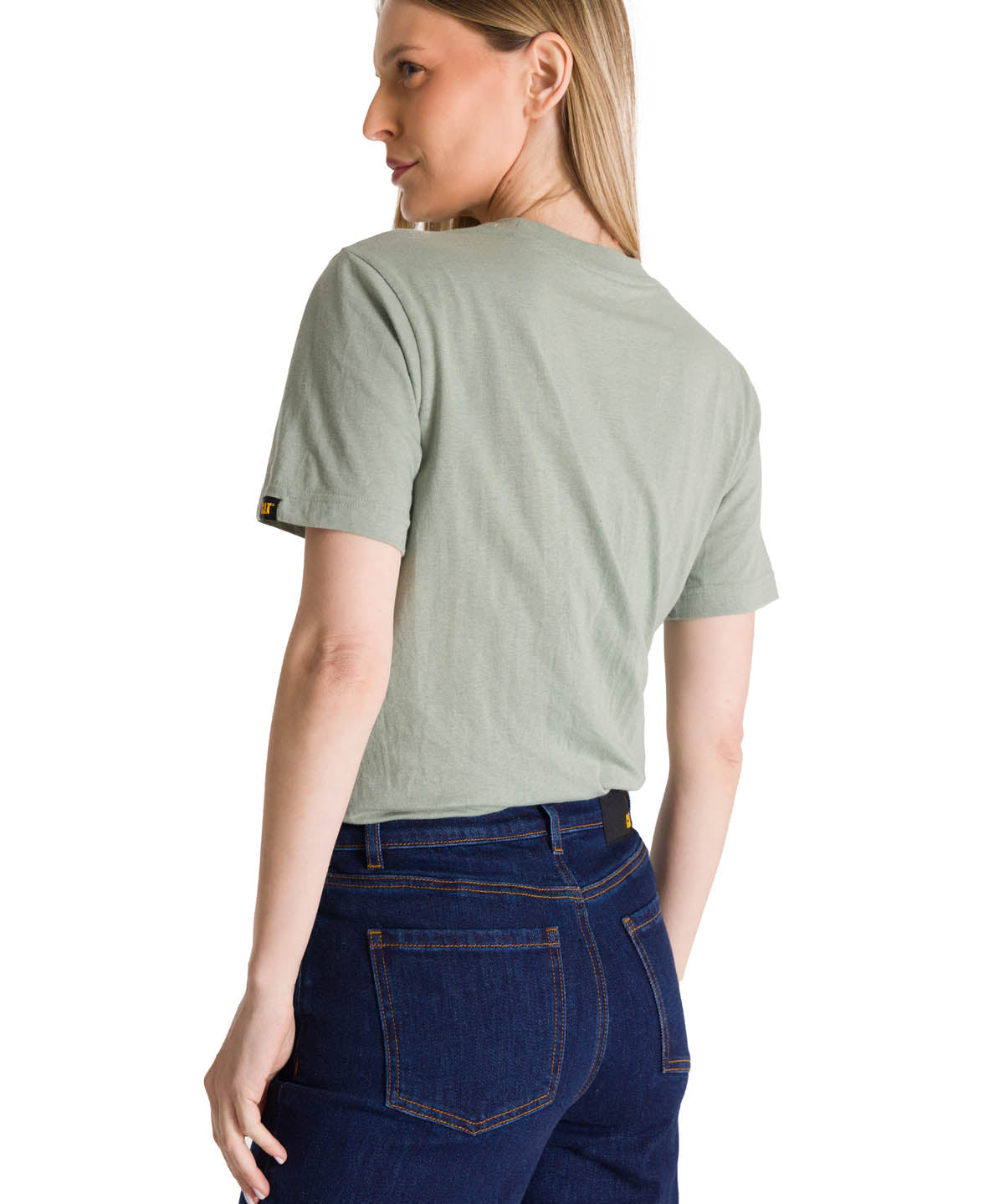 Polera Manga Corta Mujer Diseño Tractor Verde CAT
