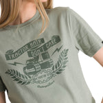 Polera Manga Corta Mujer Diseño Tractor Verde CAT