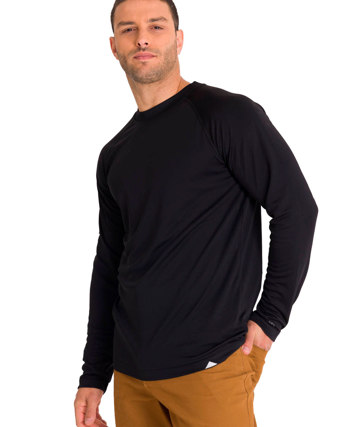 Polera Manga Larga Hombre LIGHTWEIGHT COOLING L/S CREW TEE Negra Cat