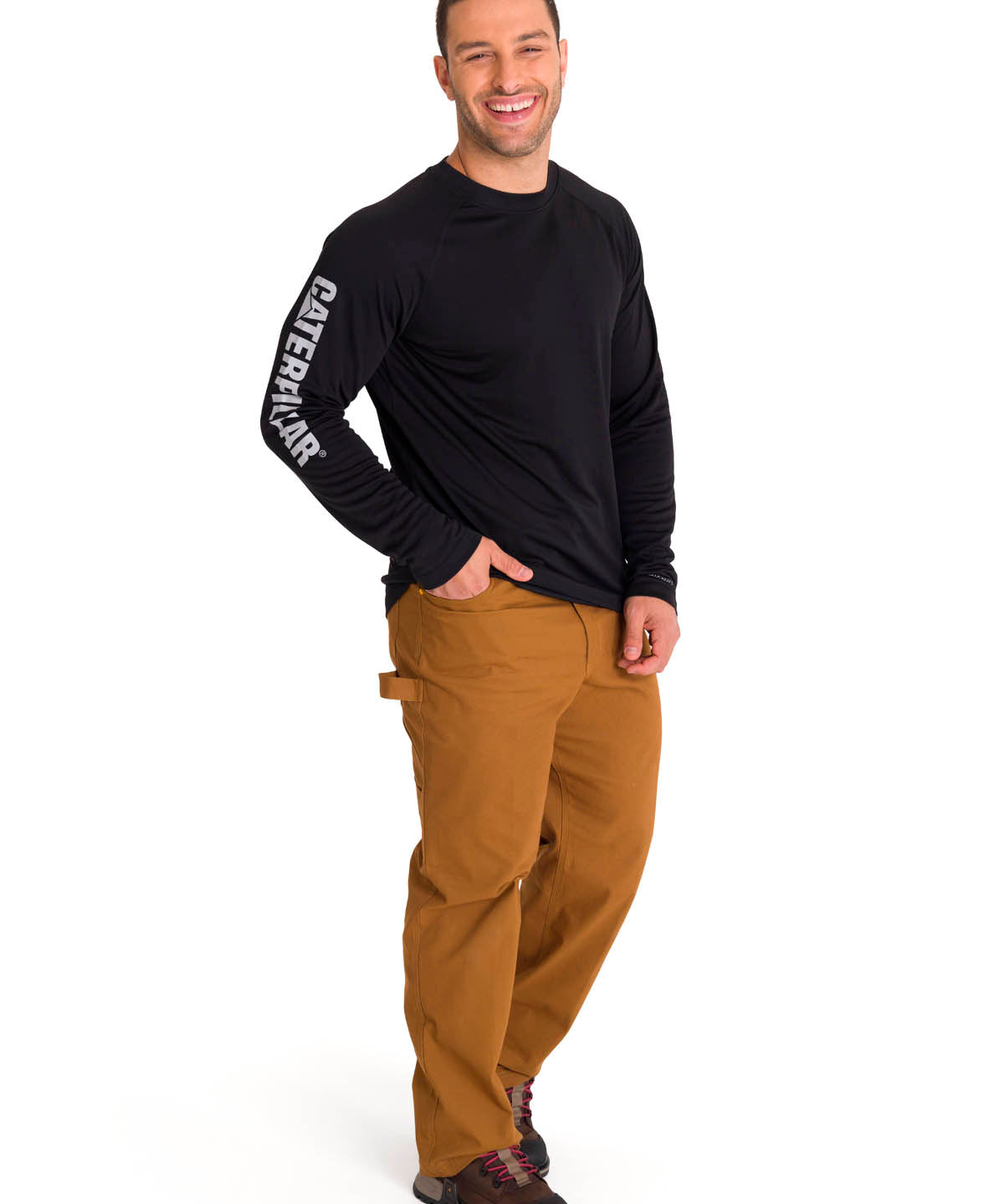 Polera Manga Larga Hombre LIGHTWEIGHT COOLING L/S CREW TEE Negra Cat