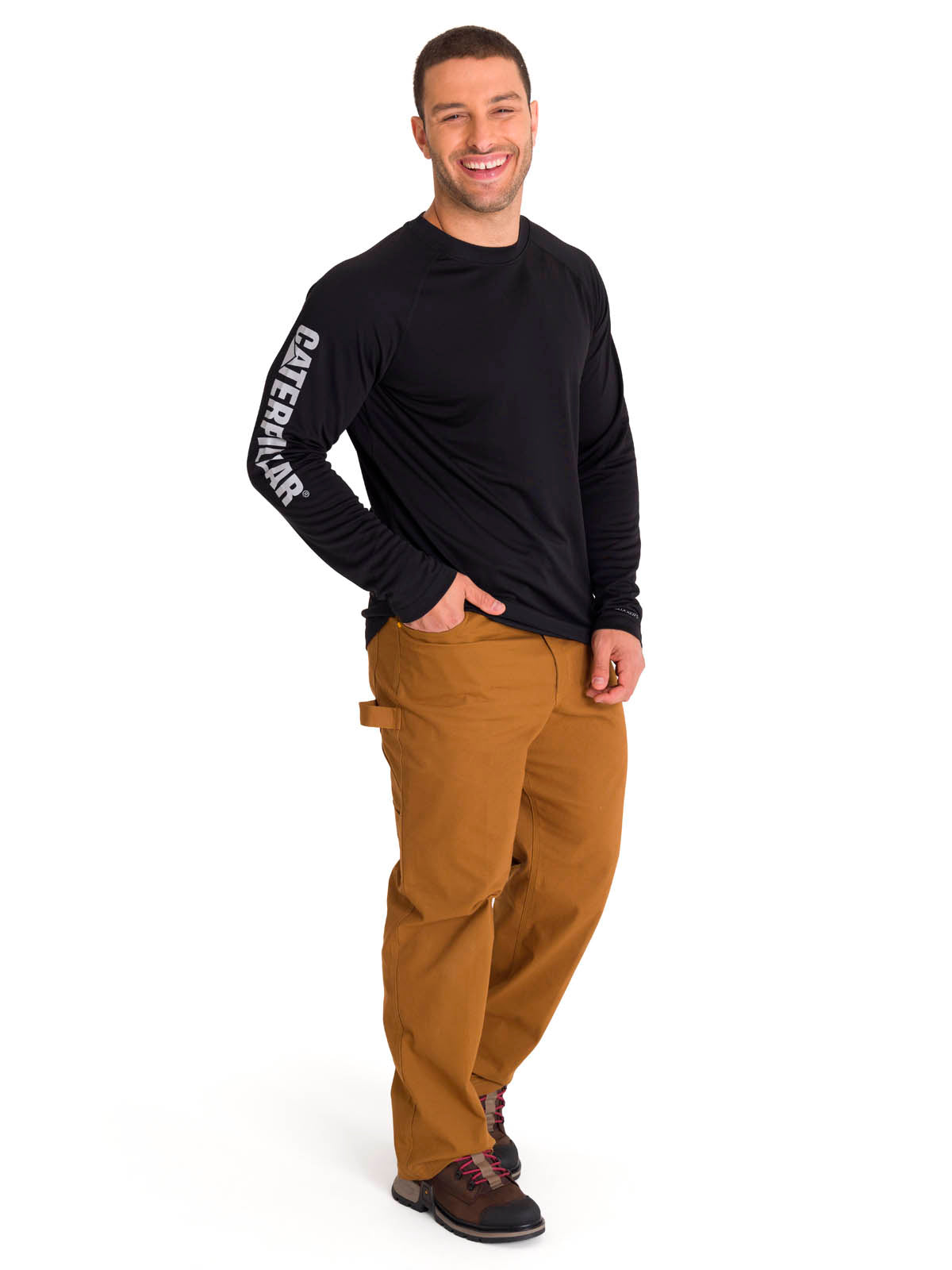 Polera Manga Larga Hombre LIGHTWEIGHT COOLING L/S CREW TEE Negra Cat