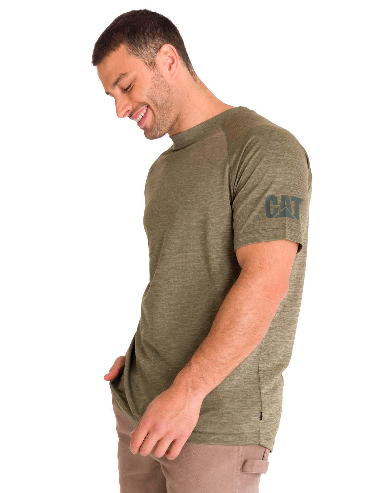 Polera Manga Corta Hombre LIGHTWEIGHT COOLING S/S CREW TEE Oliva Cat
