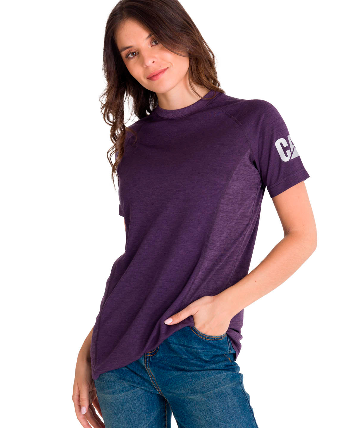 Polera Manga Corta Mujer LIGHTWEIGHT COOLING S/S CREW TEE Morada Cat