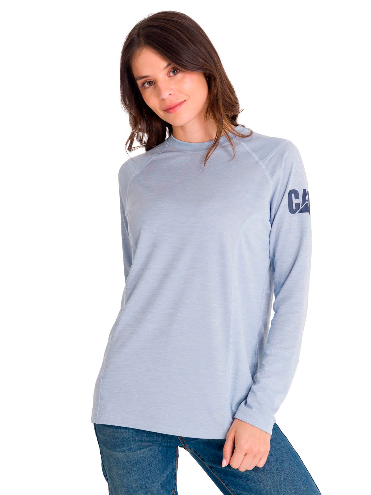 Polera Manga Larga Mujer WOMEN'S LIGHTWEIGHT COOLING L/S CREW Gris Cat