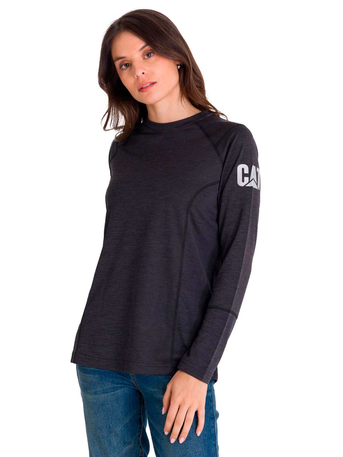 Polera Manga Larga Mujer WOMEN'S LIGHTWEIGHT COOLING L/S CREW Negra Cat
