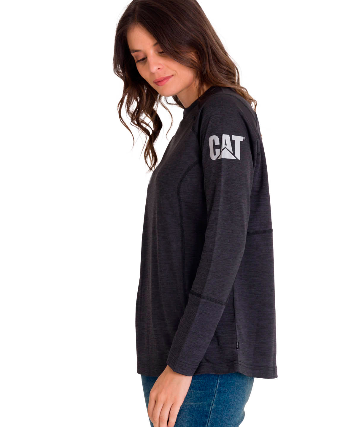 Polera Manga Larga Mujer WOMEN'S LIGHTWEIGHT COOLING L/S CREW Negra Cat