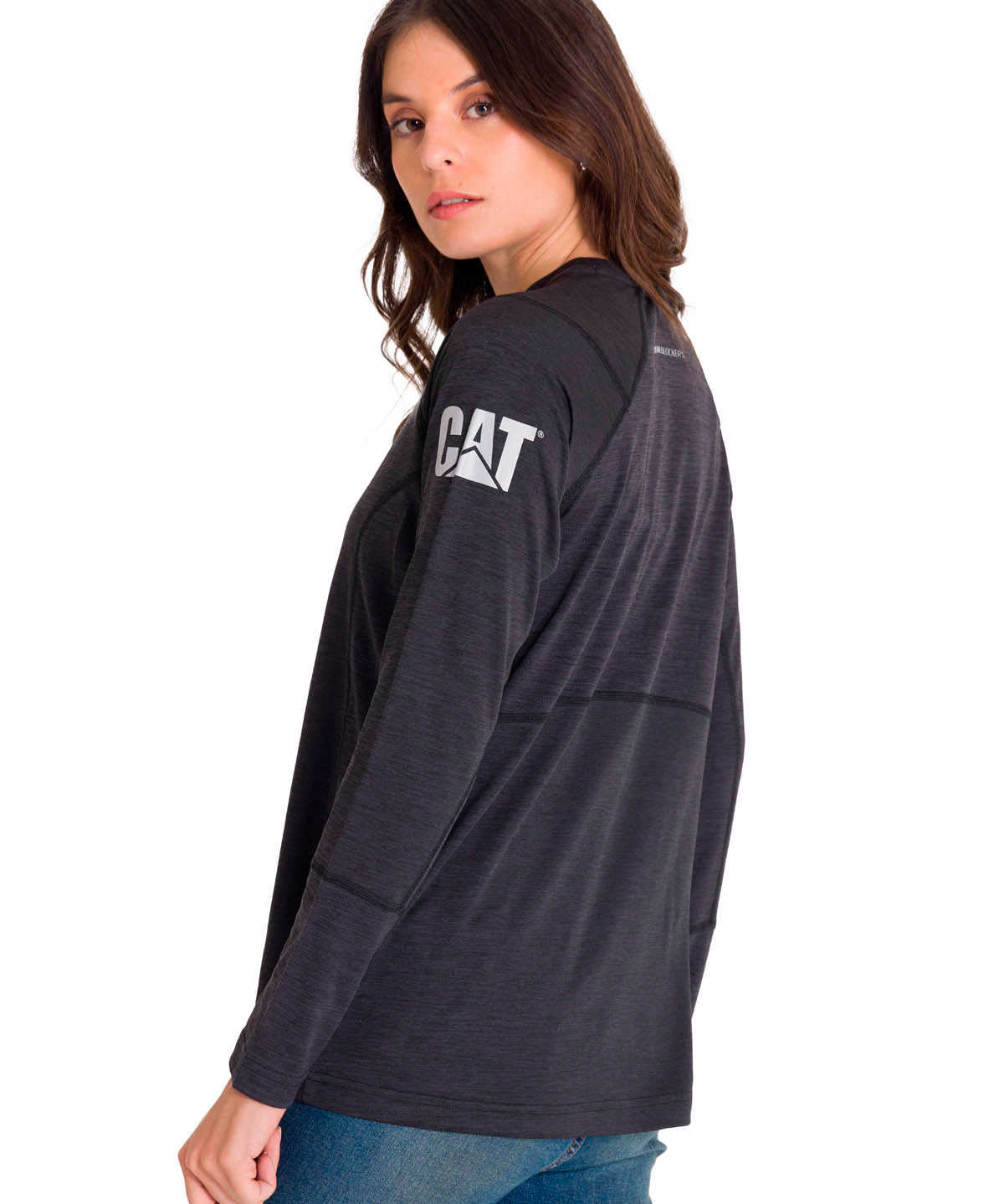 Polera Manga Larga Mujer WOMEN'S LIGHTWEIGHT COOLING L/S CREW Negra Cat