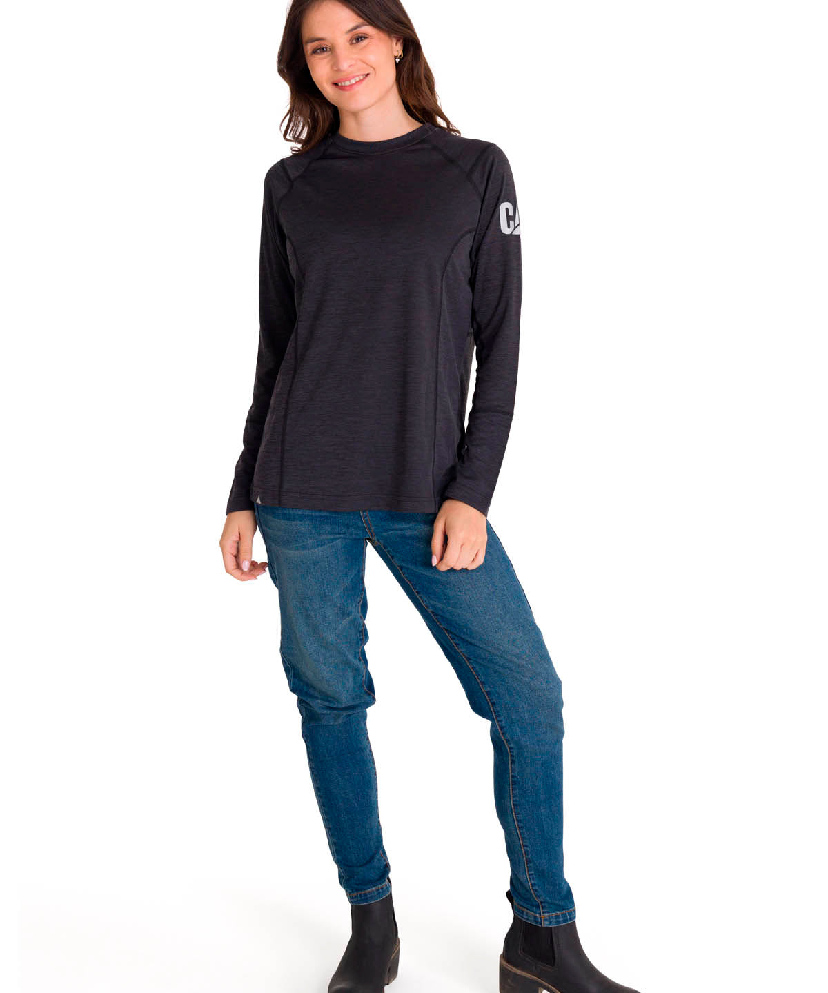 Polera Manga Larga Mujer WOMEN'S LIGHTWEIGHT COOLING L/S CREW Negra Cat