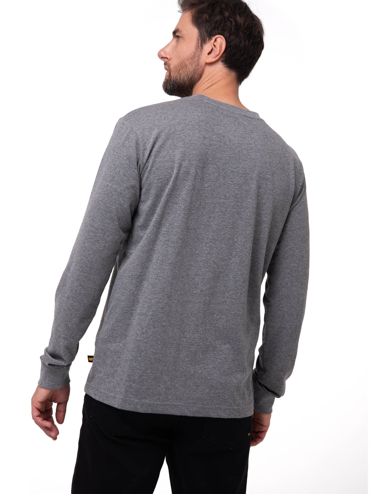 Polera Manga larga Hombre Tough Cut Pocket Gris Cat