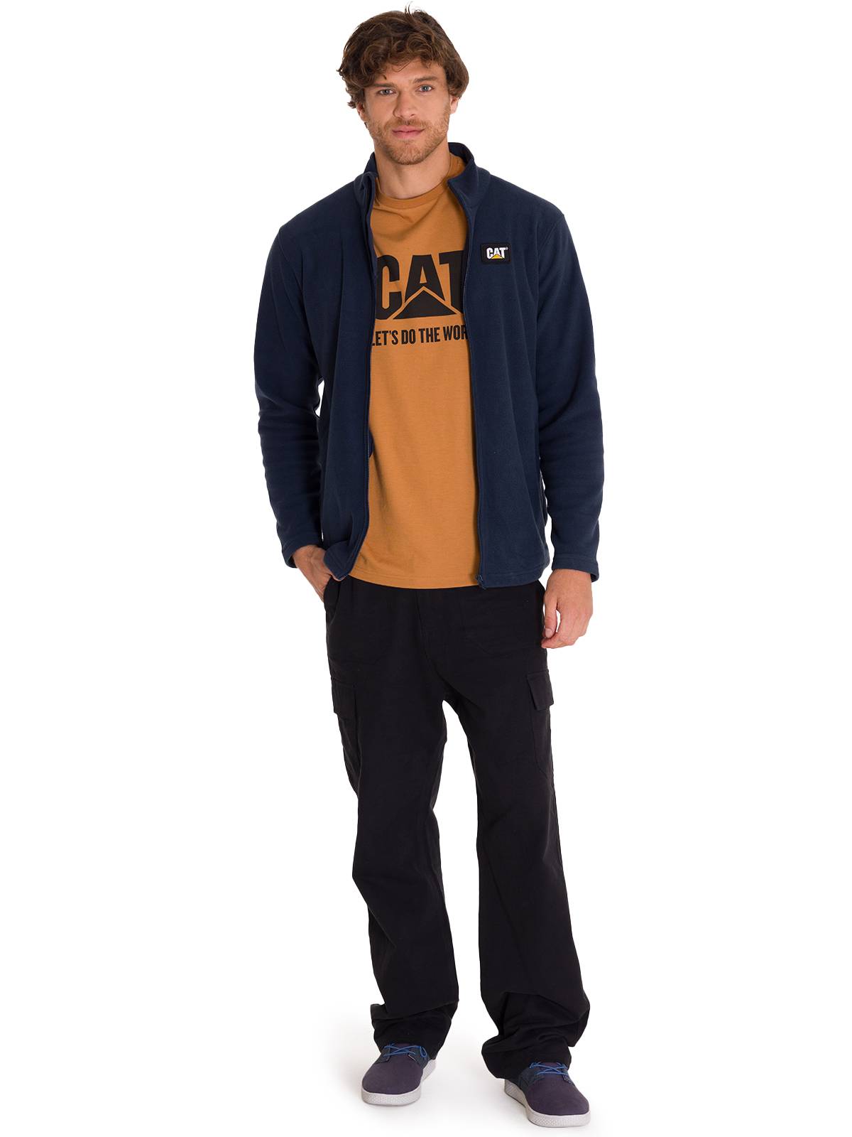 Polar Casual Hombre Microfleece Full Zip Azul Cat