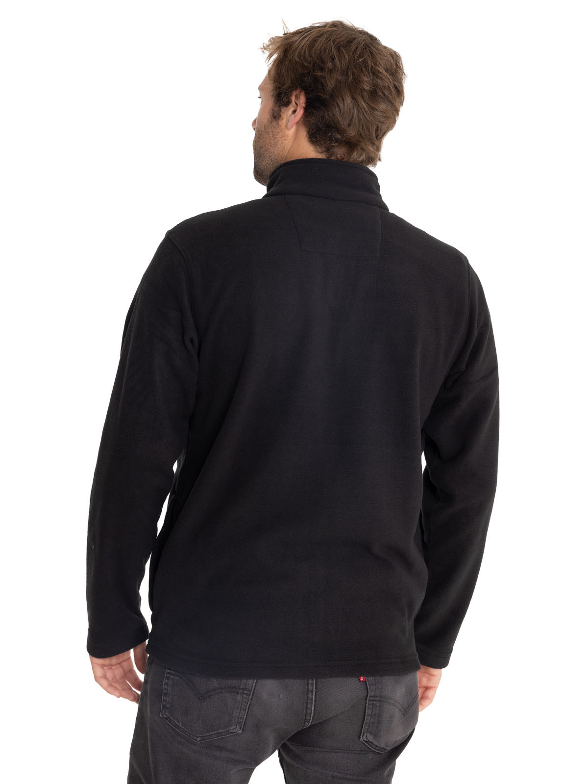Polar Casual Hombre Microfleece Full Zip Negro Cat