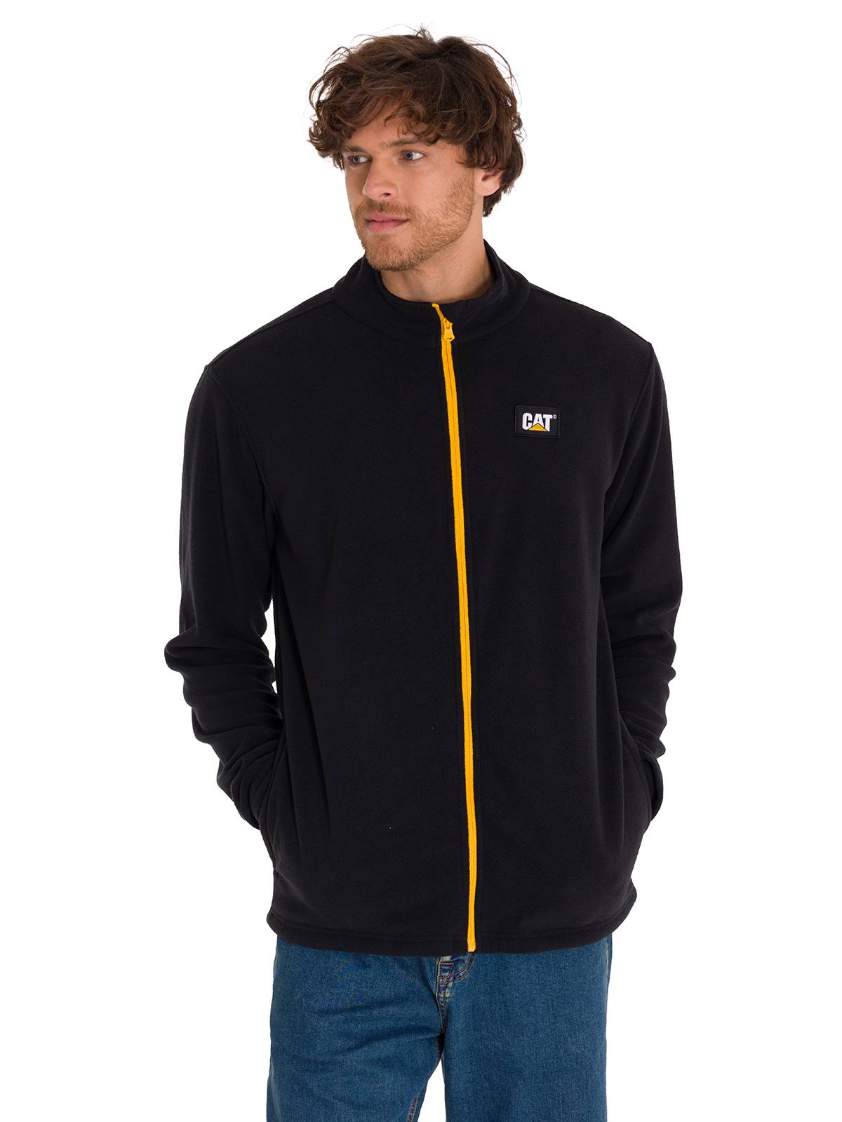 Polar Manga Larga Hombre Microfleece Full Zip Negro/Amarillo Cat