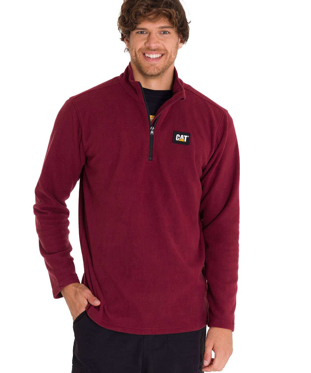 Polar Manga Larga Hombre Microfleece Quarter Zip Burdeo Cat