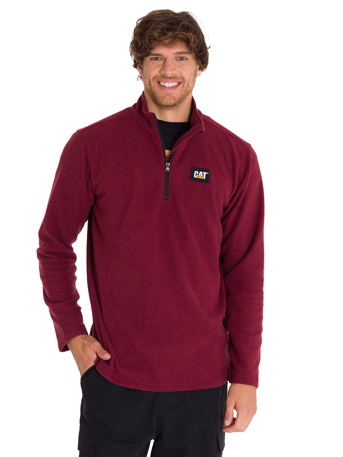 Polar Manga Larga Hombre Microfleece Quarter Zip Burdeo Cat