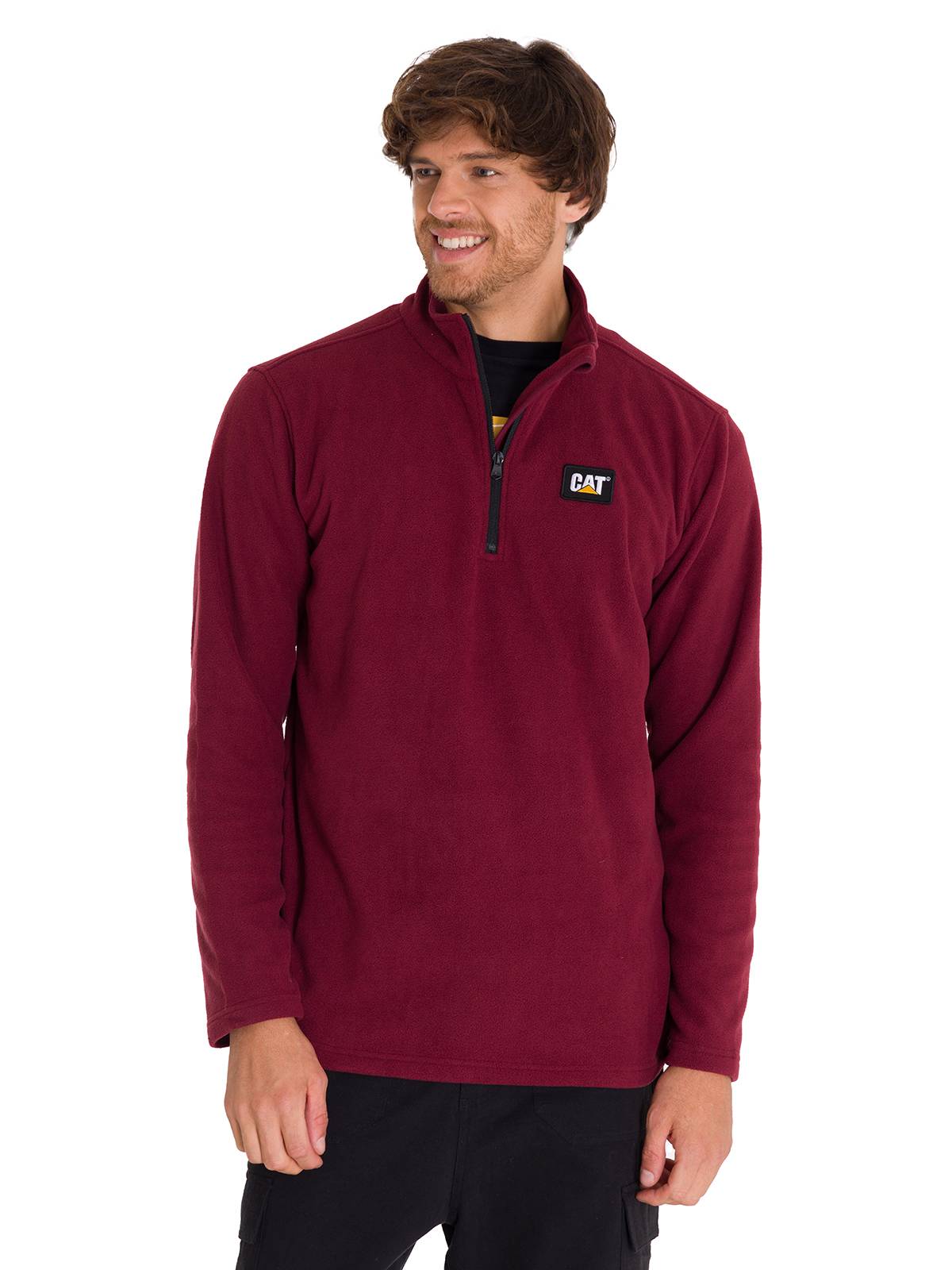 Polar Manga Larga Hombre Microfleece Quarter Zip Burdeo Cat