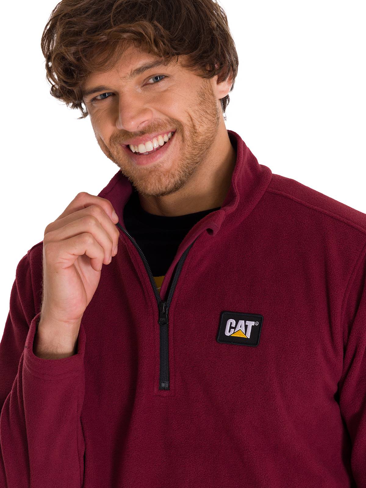 Polar Manga Larga Hombre Microfleece Quarter Zip Burdeo Cat