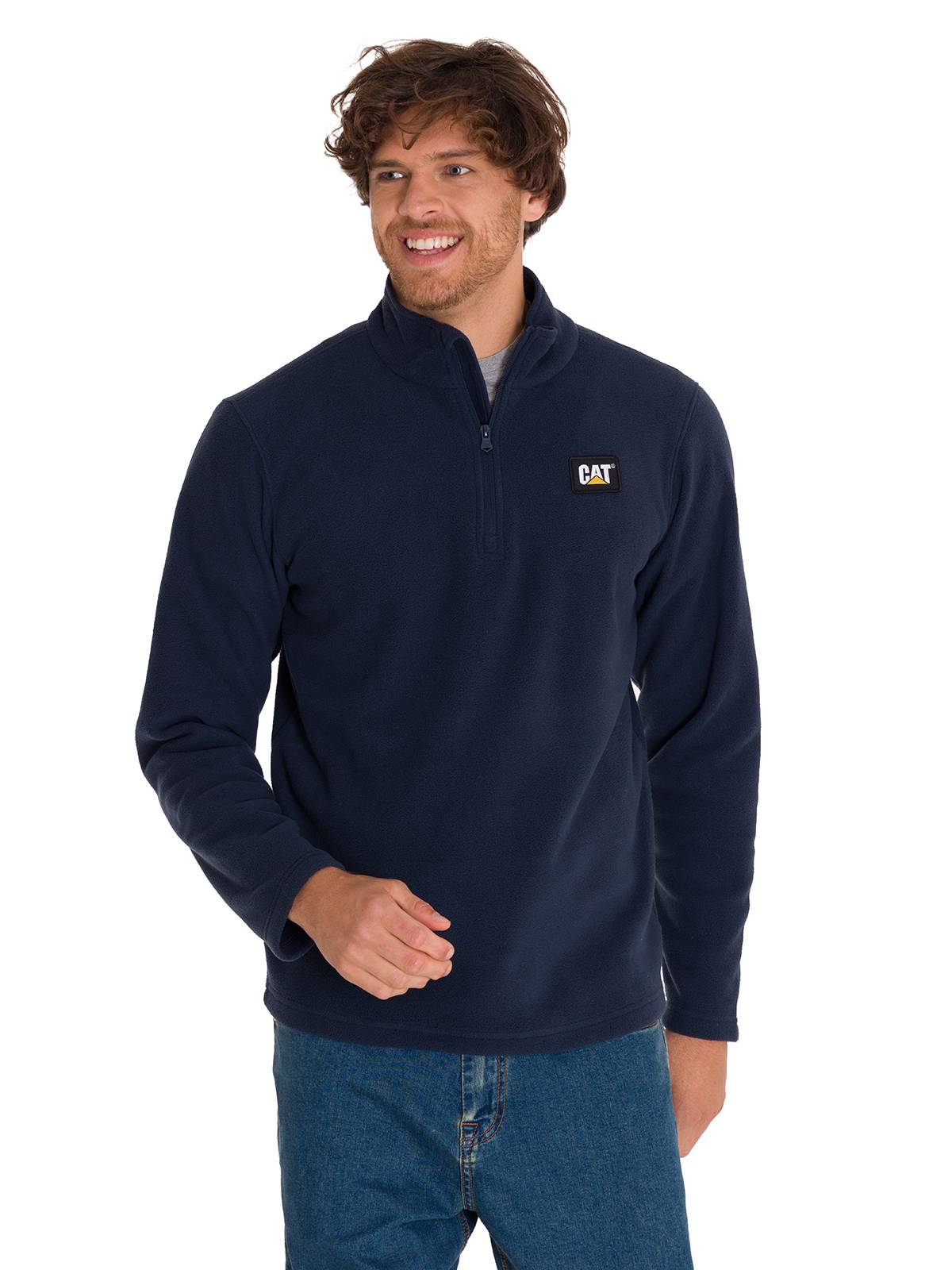 Polar Casual Hombre Microfleece Quarter Zip Azul Cat