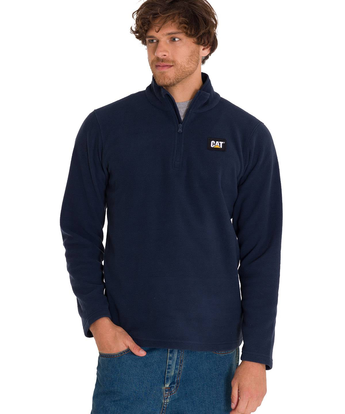 Polar Casual Hombre Microfleece Quarter Zip Azul Cat