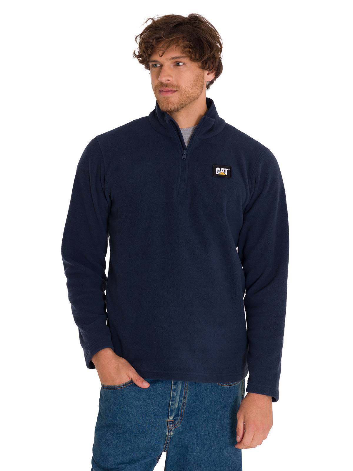 Polar Casual Hombre Microfleece Quarter Zip Azul Cat