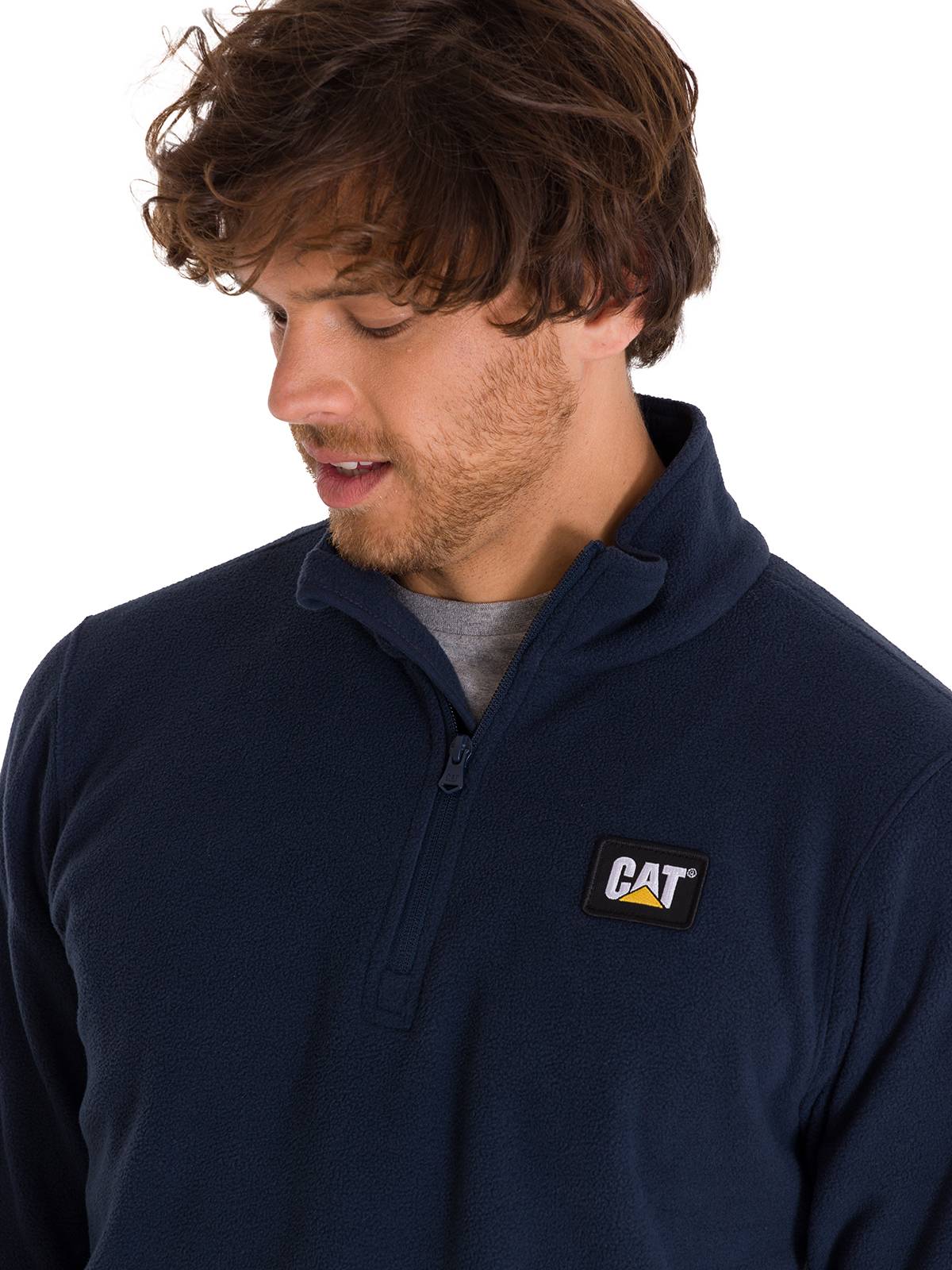 Polar Casual Hombre Microfleece Quarter Zip Azul Cat