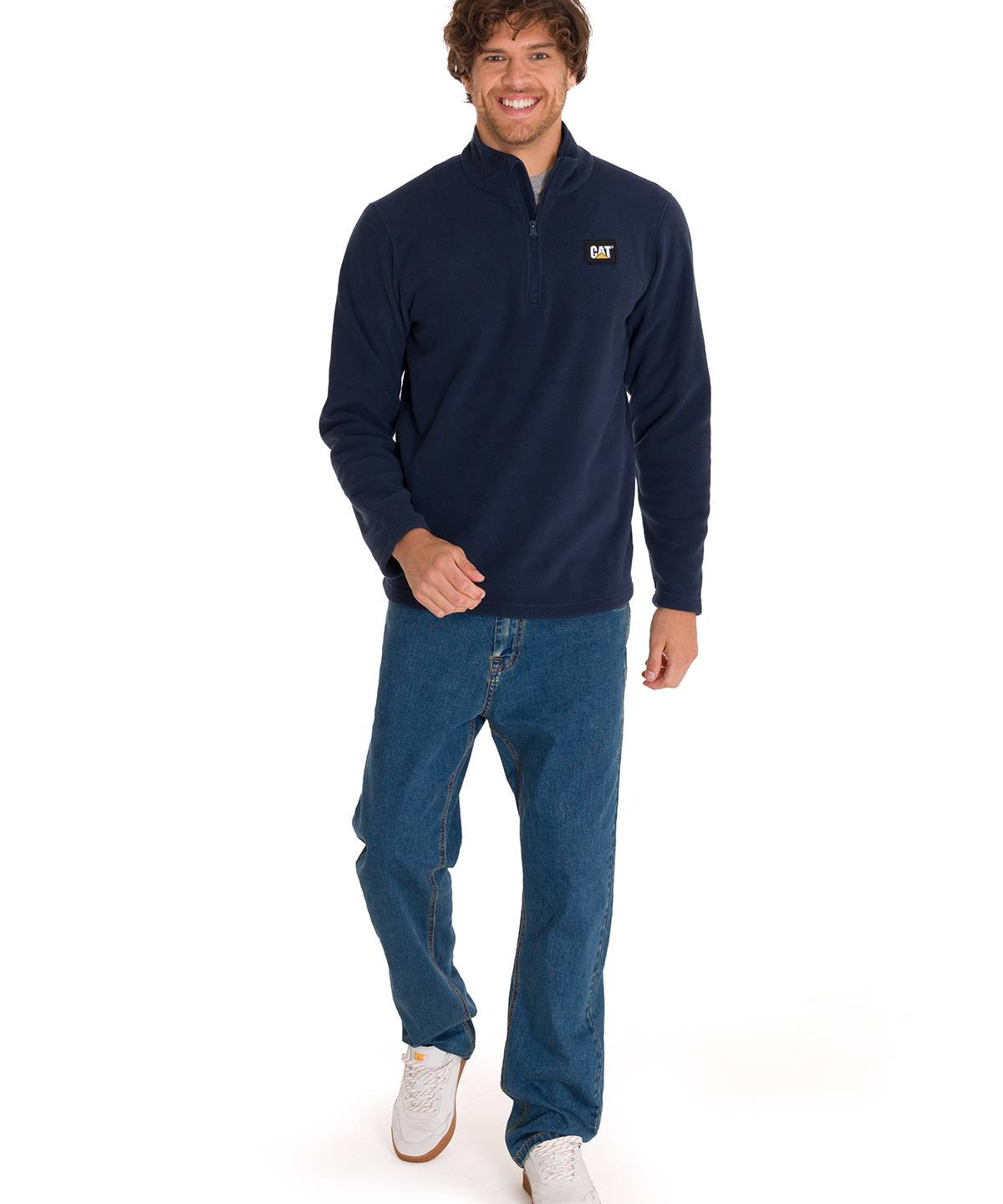 Polar Casual Hombre Microfleece Quarter Zip Azul Cat