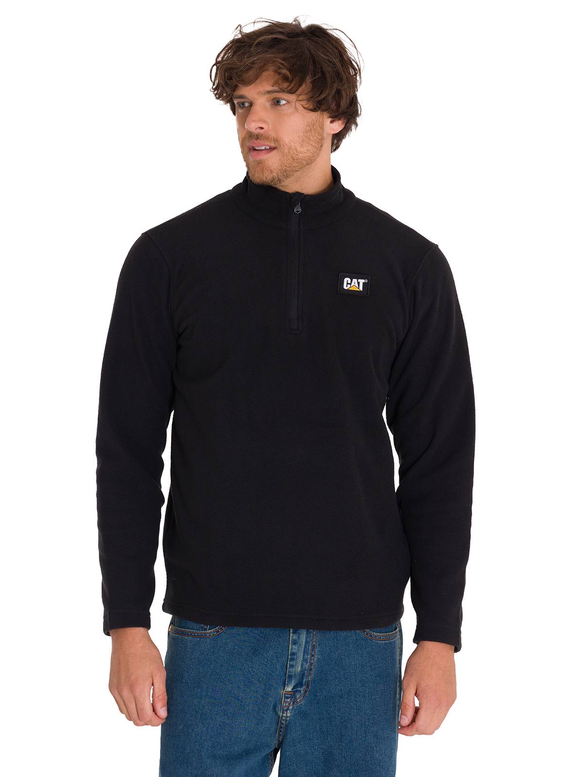 Polar Casual Hombre Microfleece Quarter Zip Negro Cat