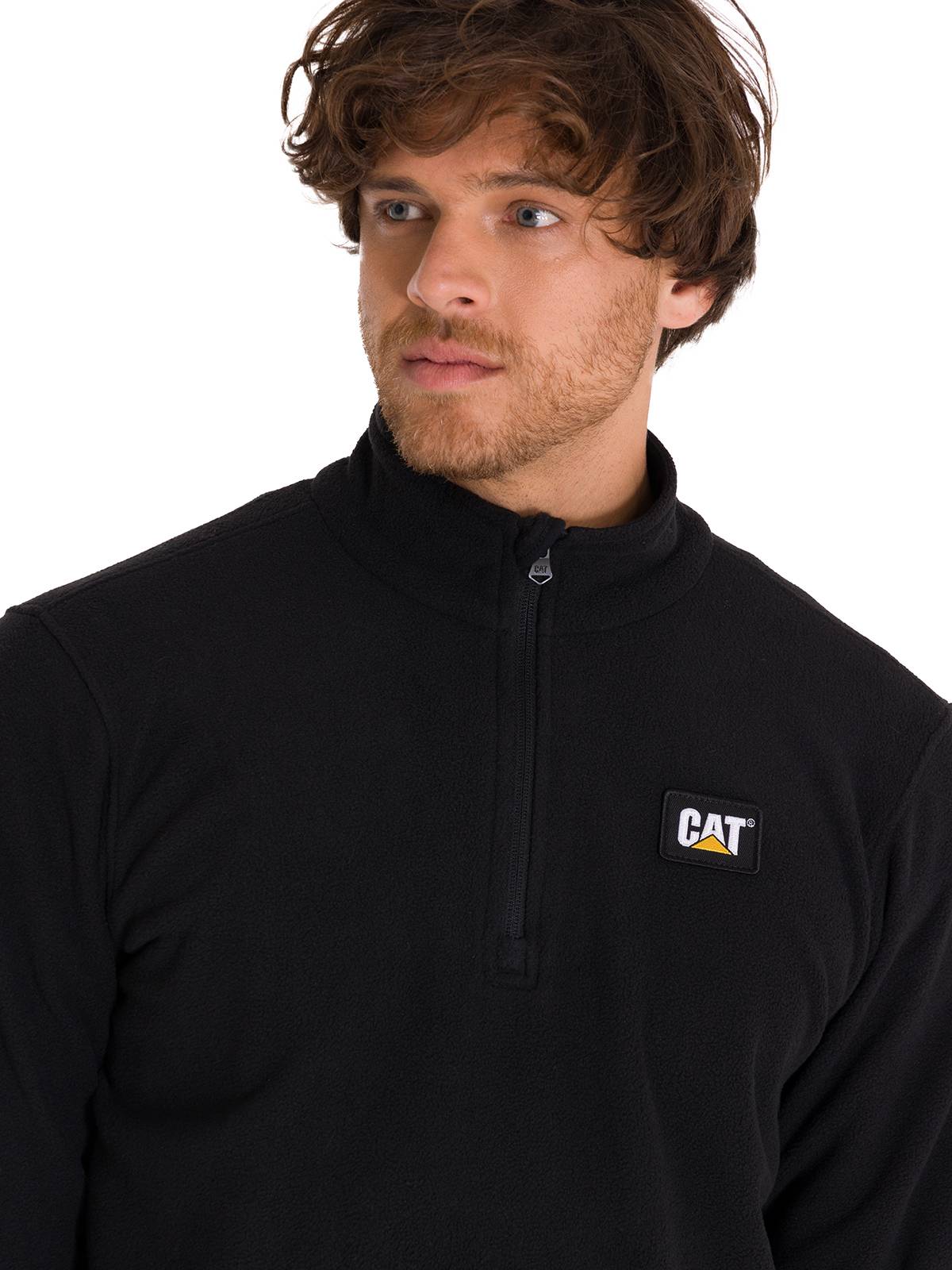 Polar Casual Hombre Microfleece Quarter Zip Negro Cat