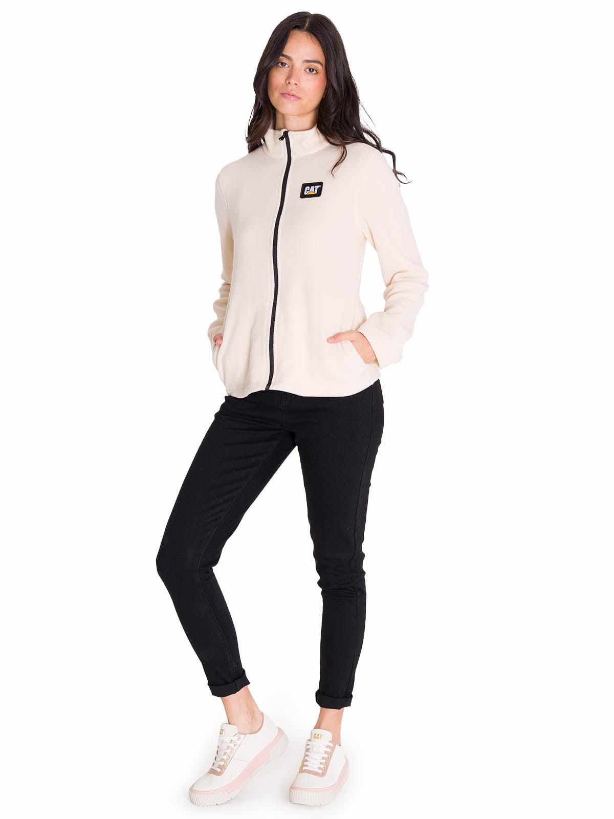 Polar Manga Larga Mujer Microfleece Full Zip Beige Cat