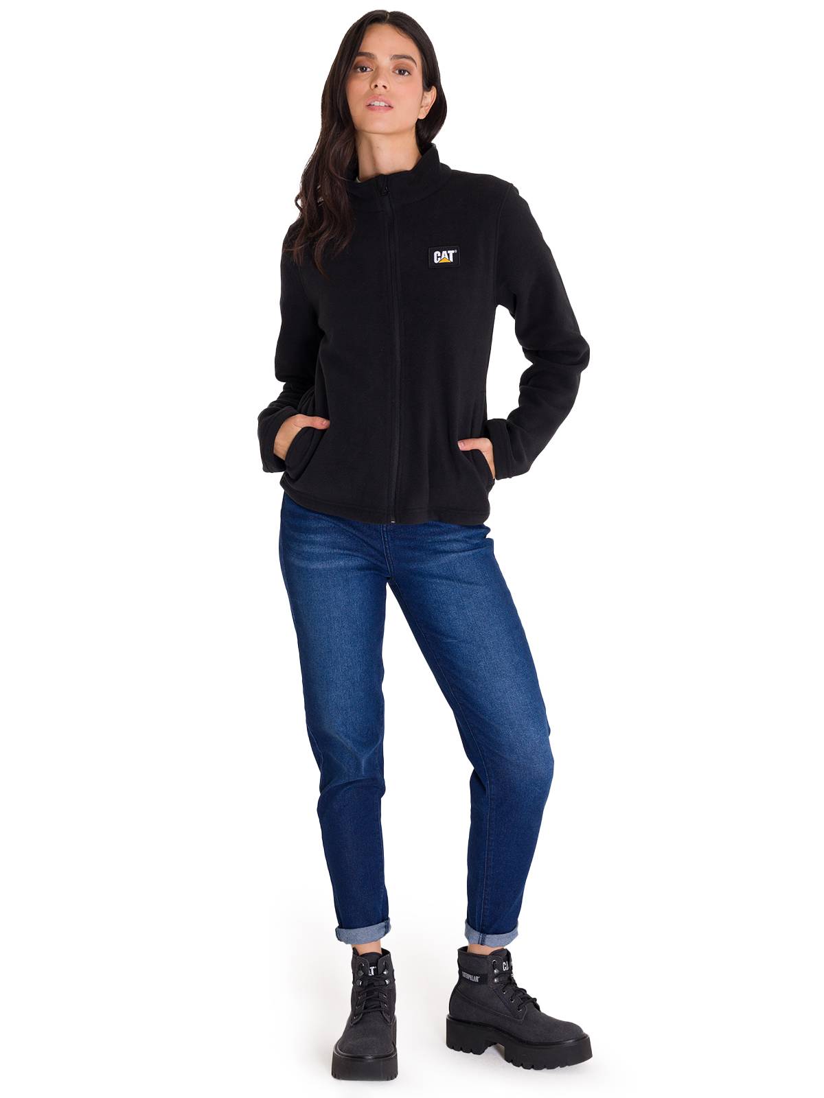 Polar Casual Mujer Women'S Microfleece Full Zip Negro Cat