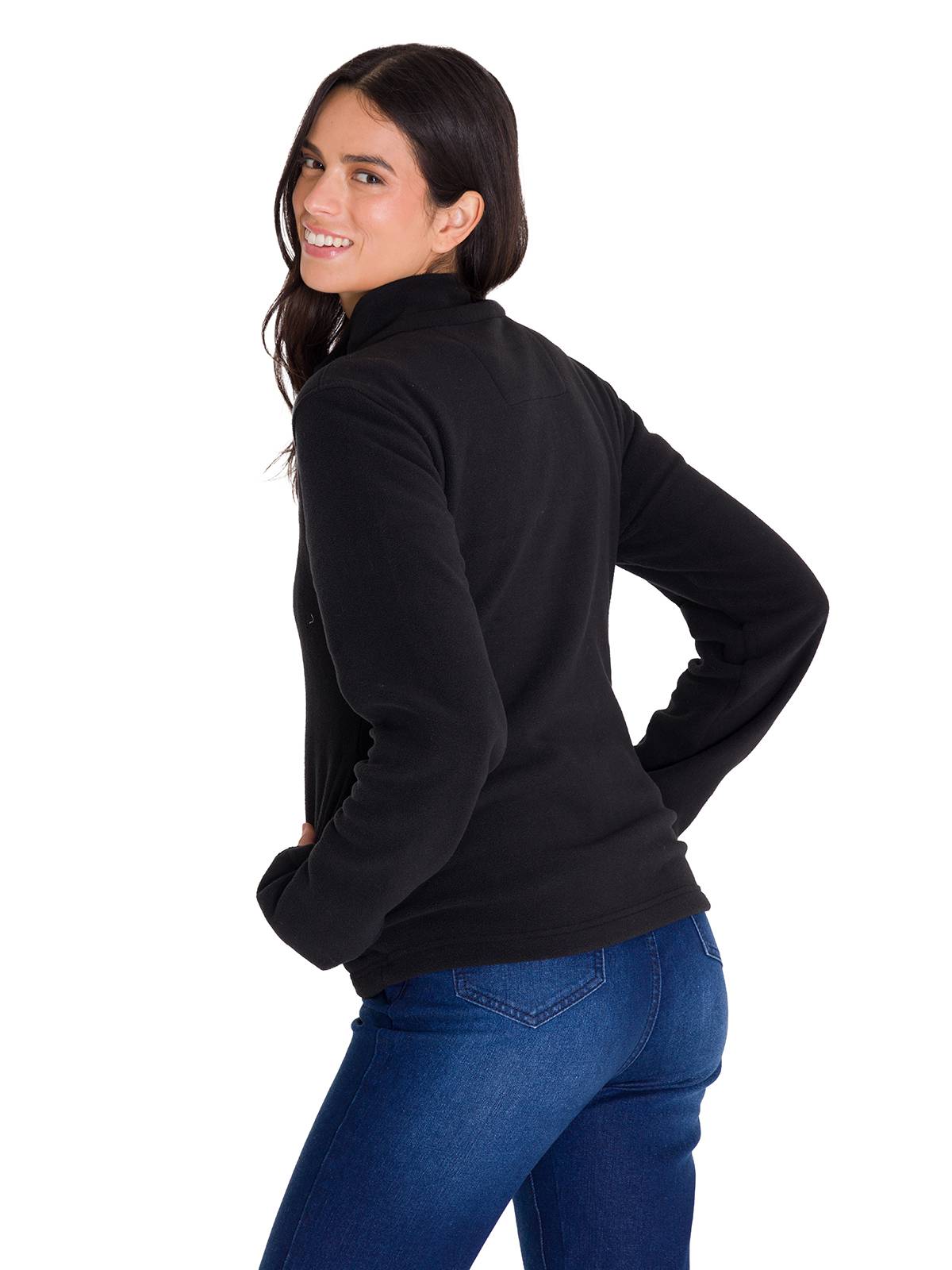 Polar Casual Mujer Women'S Microfleece Full Zip Negro Cat