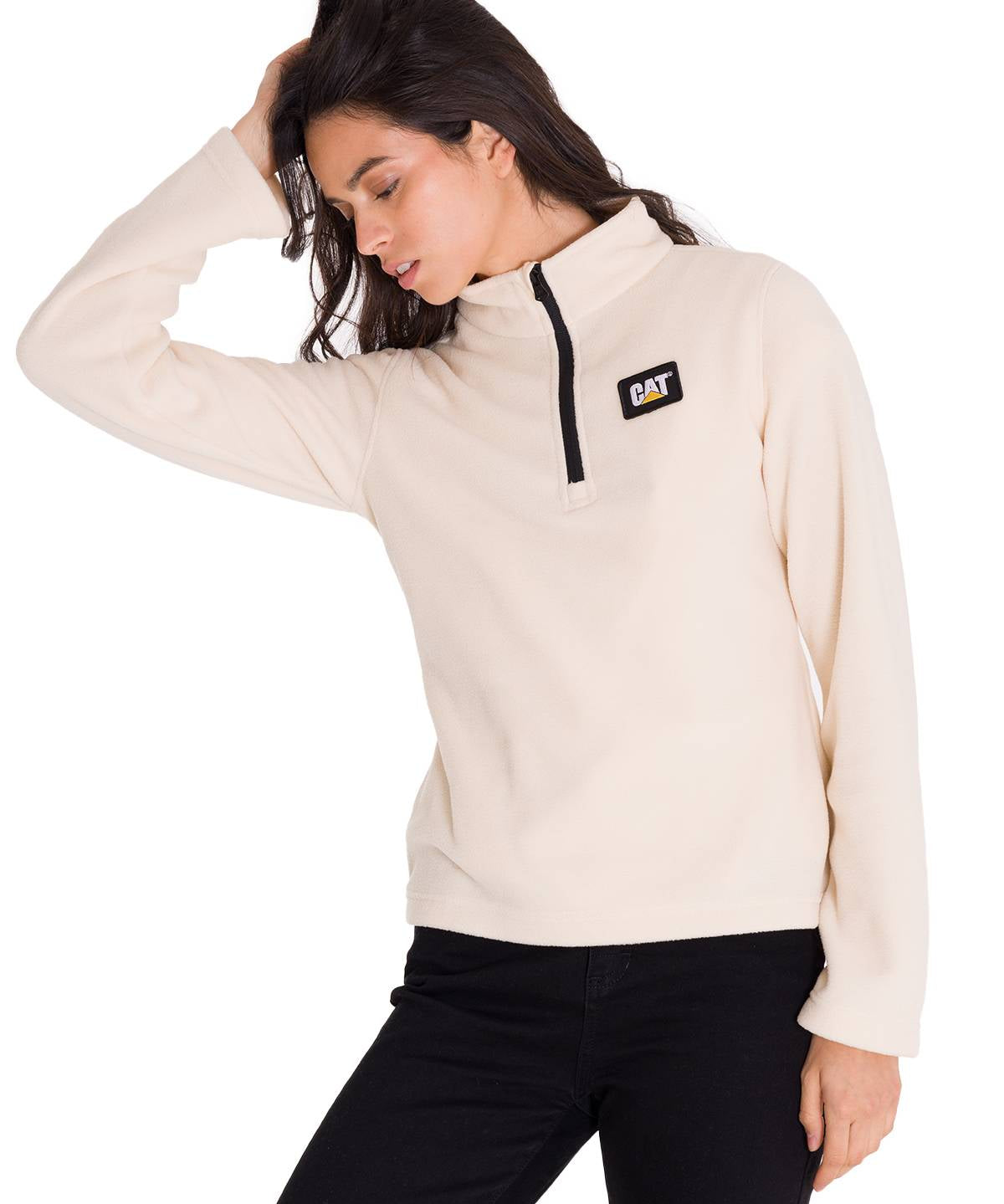 Polar Manga Larga Mujer Microfleece Quarter Zip Beige Cat