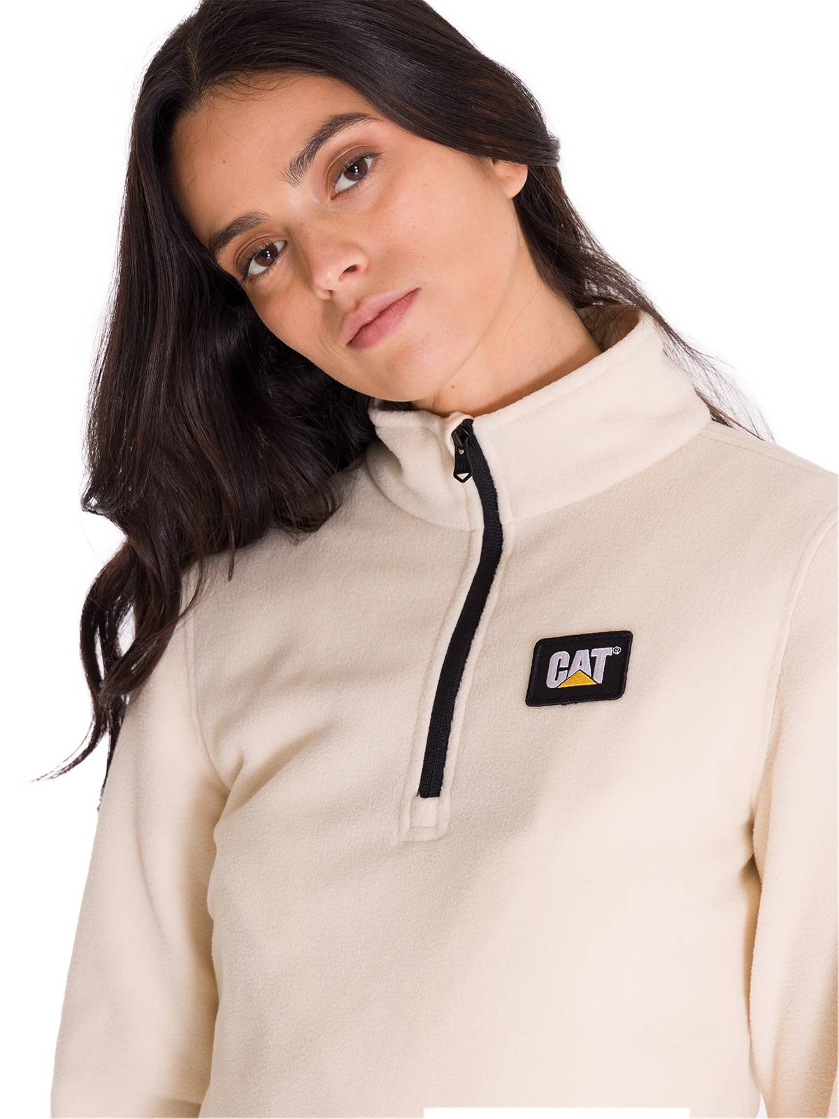 Polar Manga Larga Mujer Microfleece Quarter Zip Beige Cat