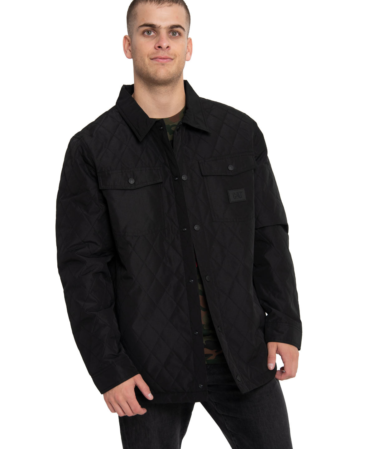 Chaqueta Casual Hombre Quilted Ripstop Shirt Jacket Negro Cat