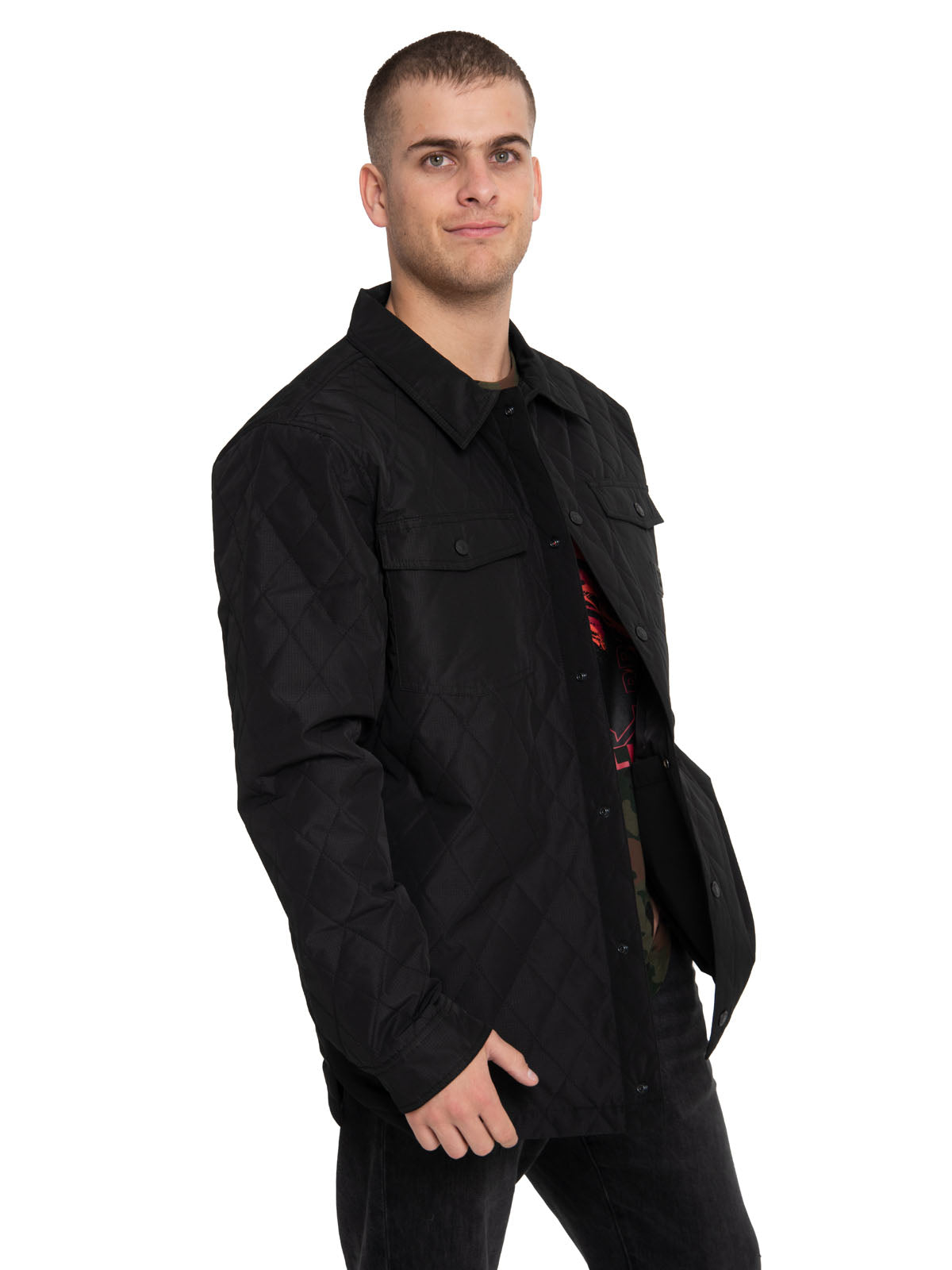 Chaqueta Casual Hombre Quilted Ripstop Shirt Jacket Negro Cat