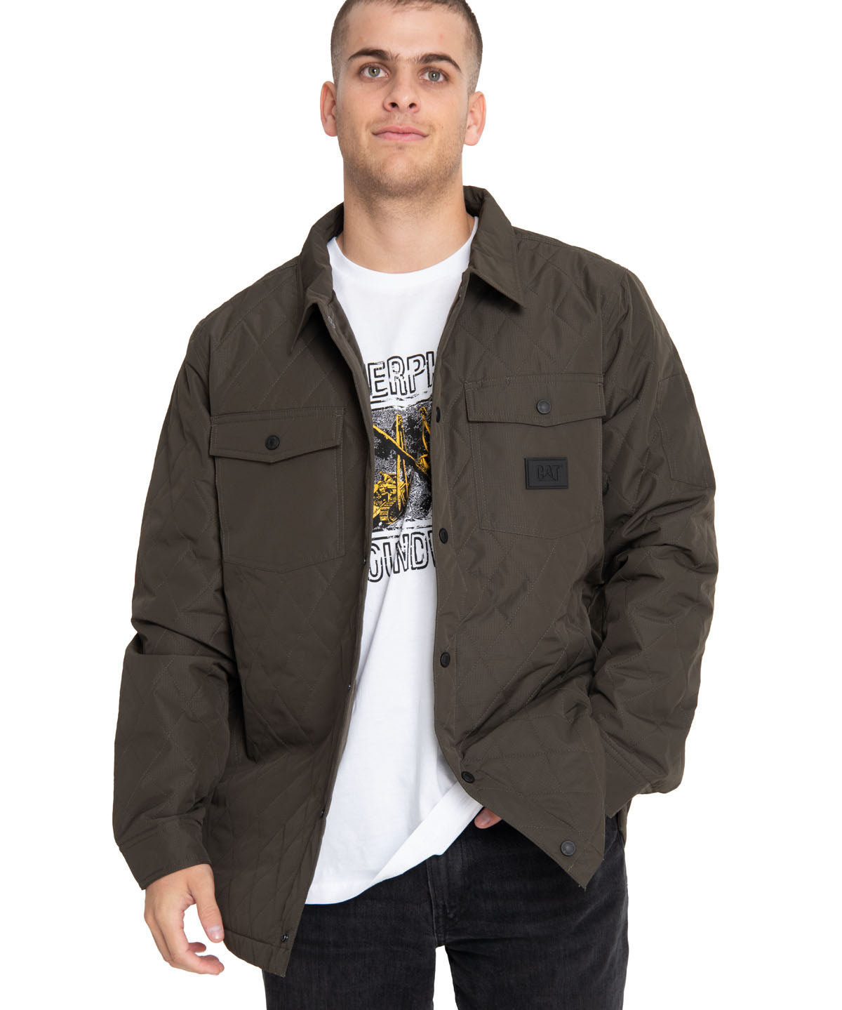 Chaqueta Casual Hombre QUILTED RIPSTOP SHIRT VERDE CAT