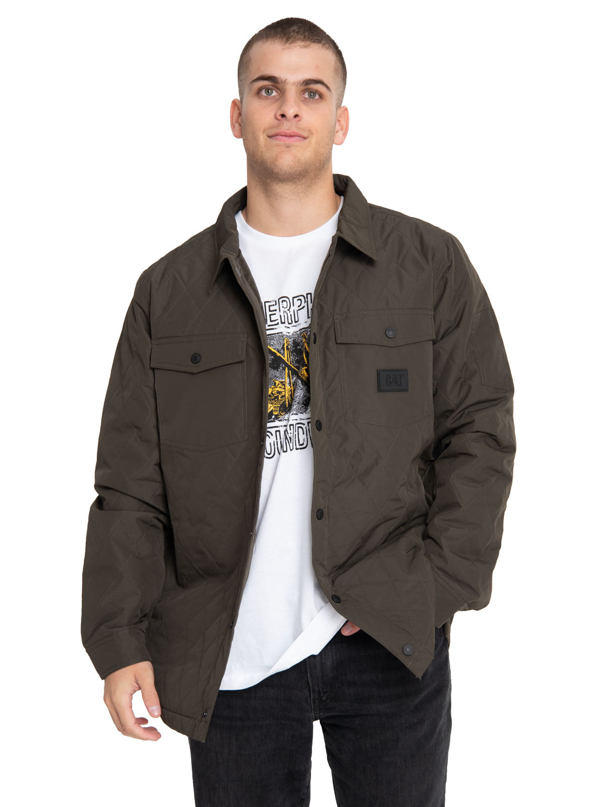 Chaqueta Casual Hombre QUILTED RIPSTOP SHIRT VERDE CAT