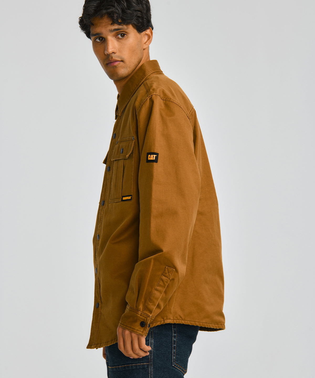 Chaqueta Casual Hombre WAXED COTTON SHIRT JAC Café CAT