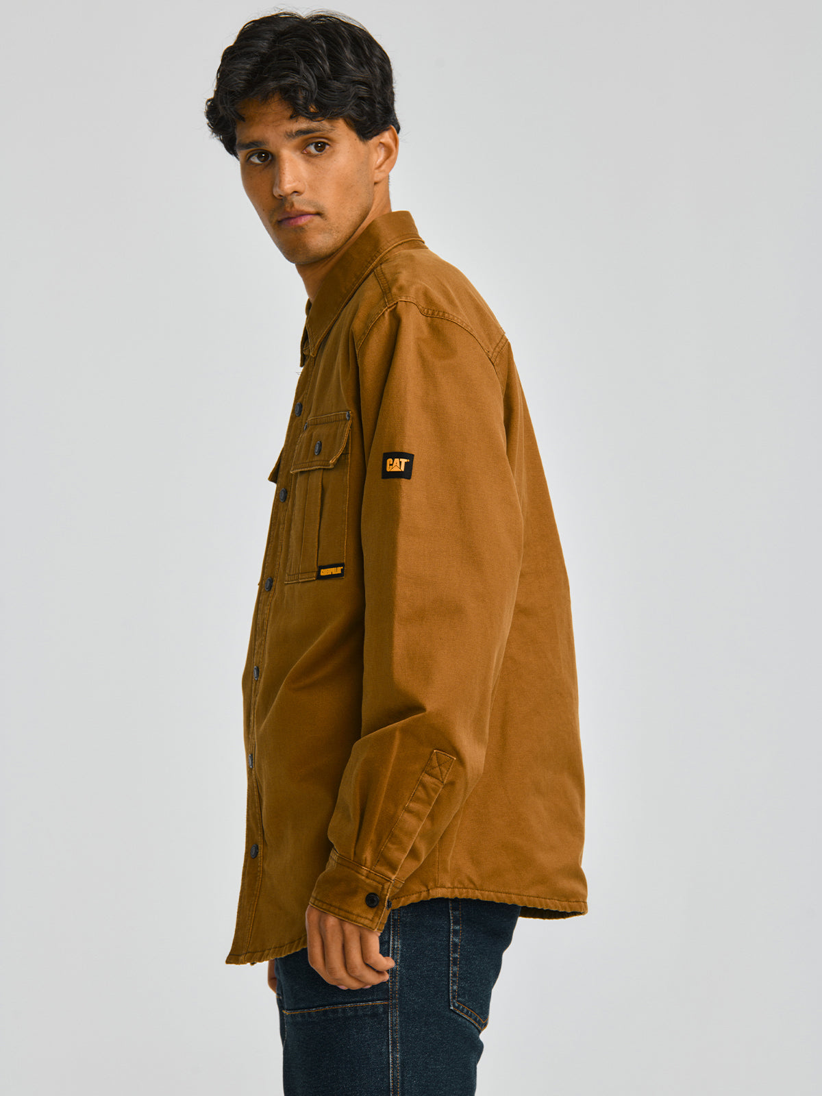 Chaqueta Casual Hombre WAXED COTTON SHIRT JAC Café CAT