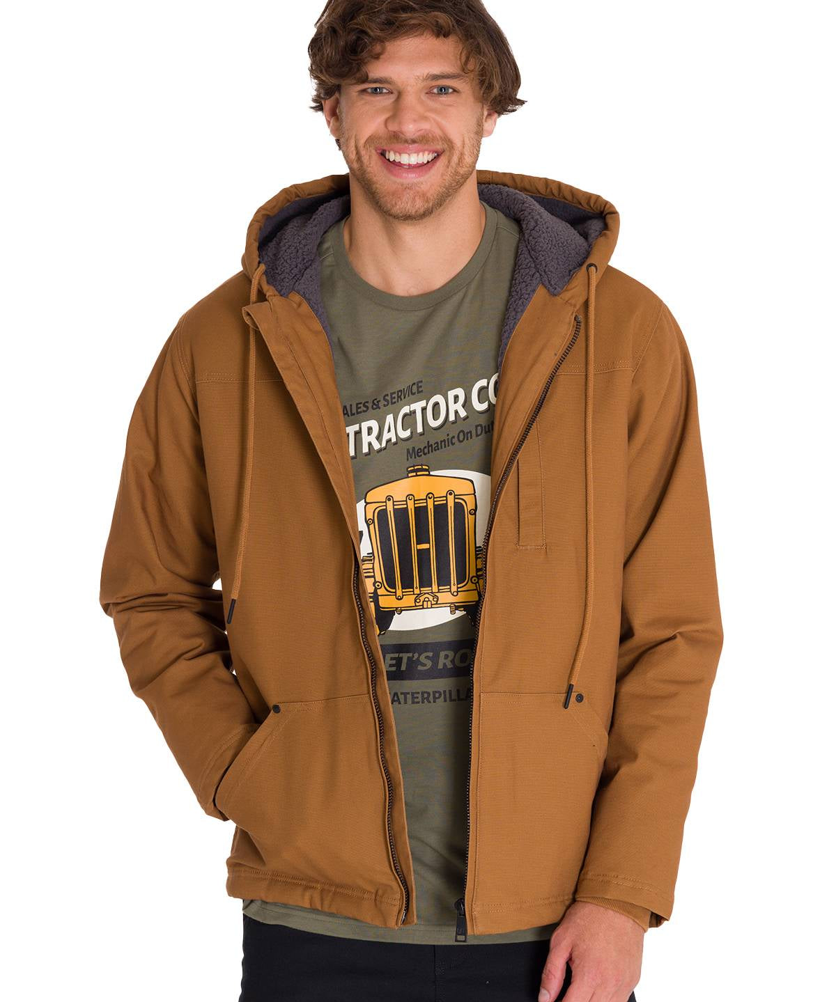 Chaqueta Hombre Hooded Sherpa Bronze Cat