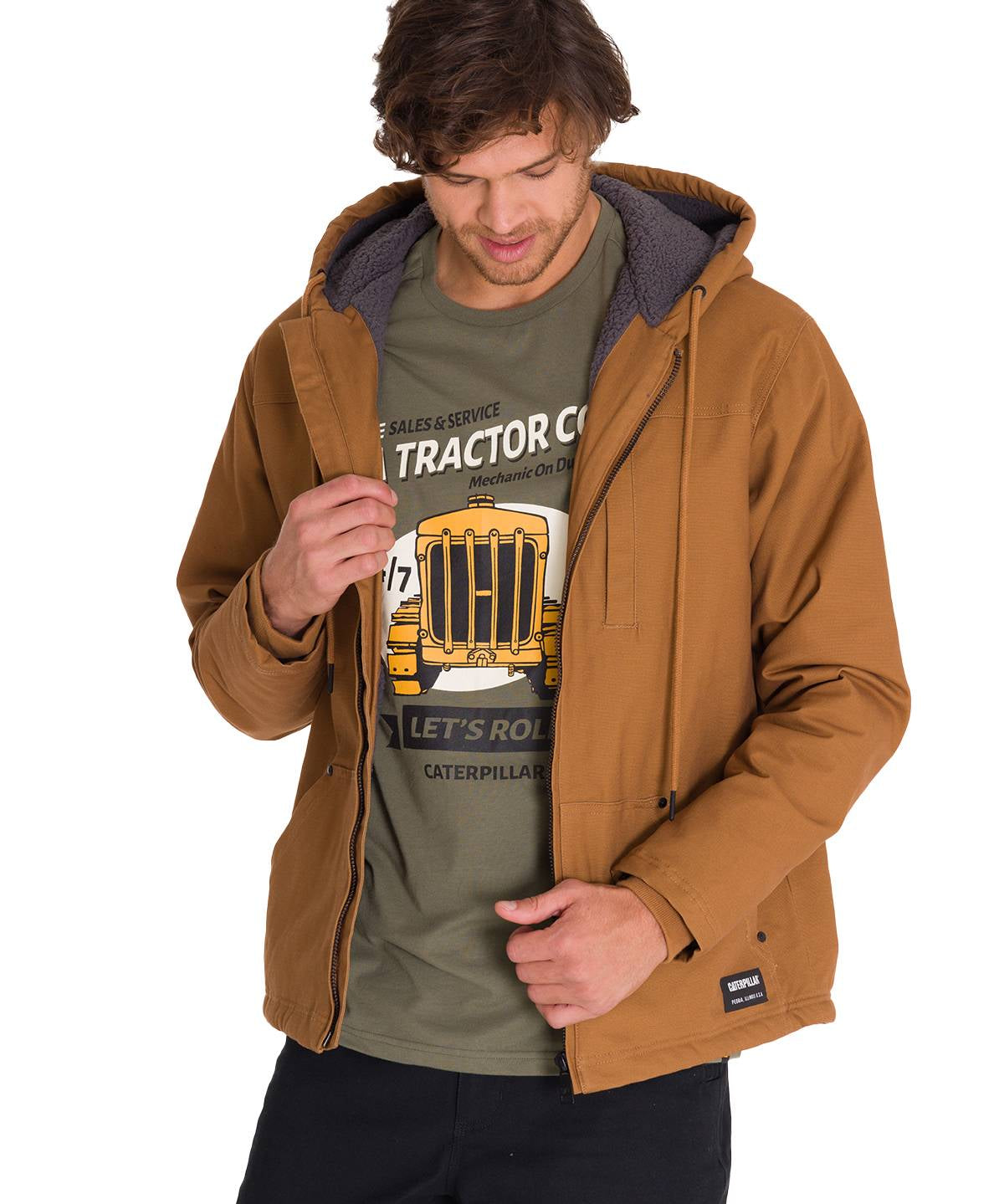 Chaqueta Hombre Hooded Sherpa Bronze Cat