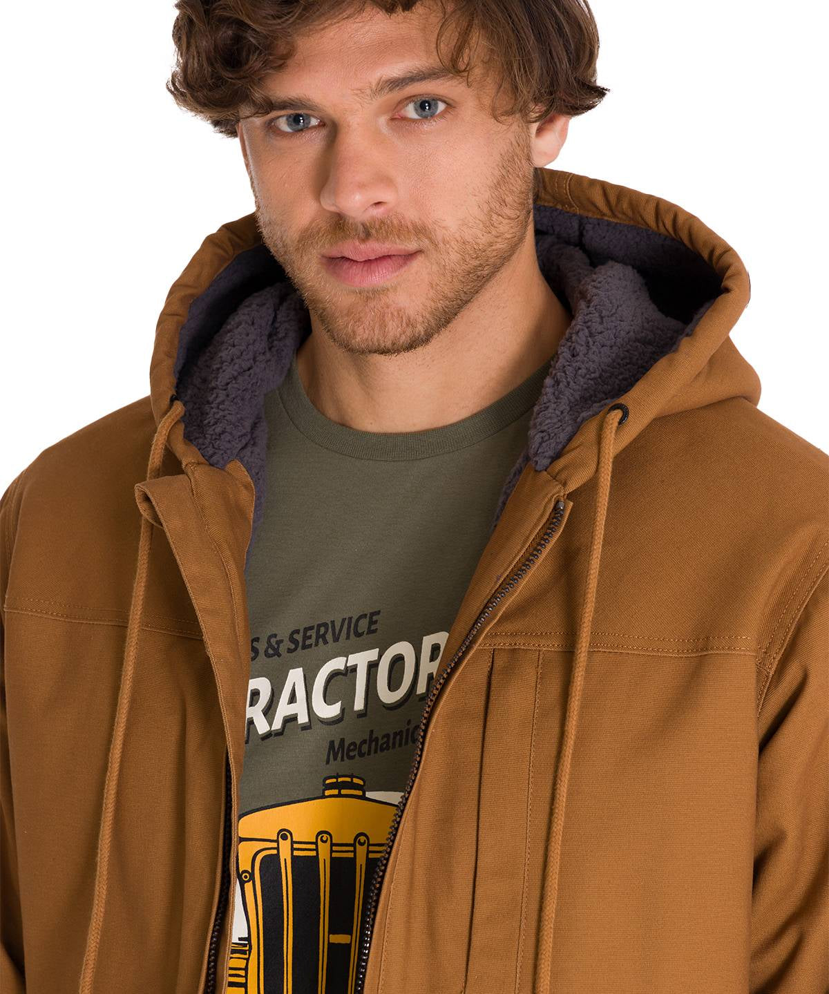 Chaqueta Hombre Hooded Sherpa Bronze Cat