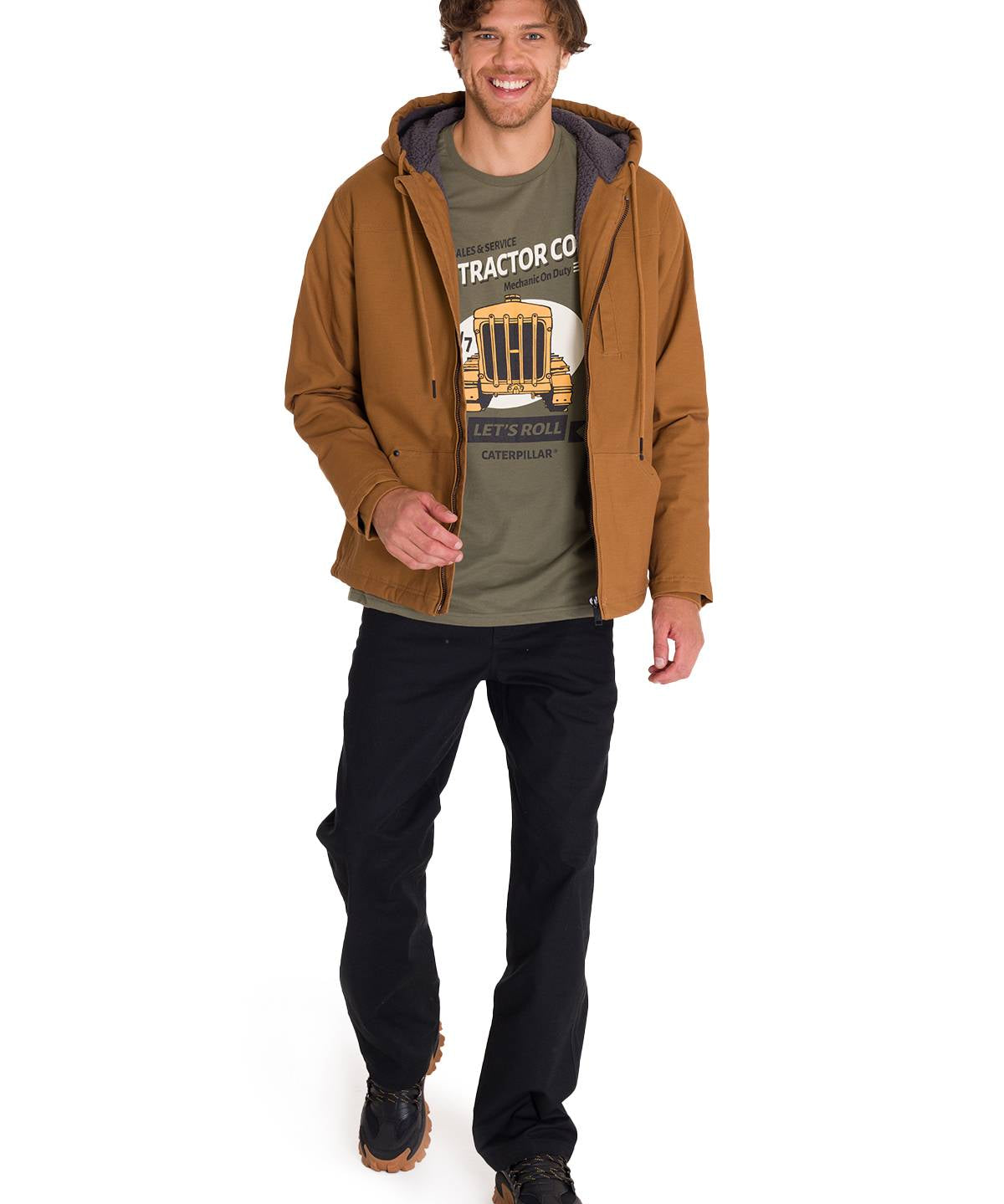 Chaqueta Hombre Hooded Sherpa Bronze Cat