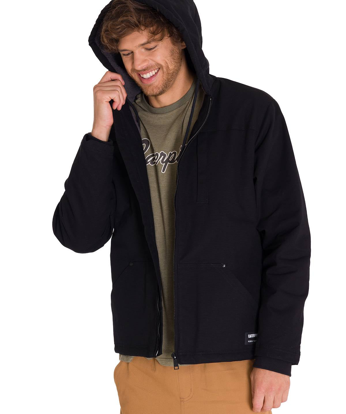 Chaqueta Manga Larga Hombre Hooded Sherpa Lined Negra Cat