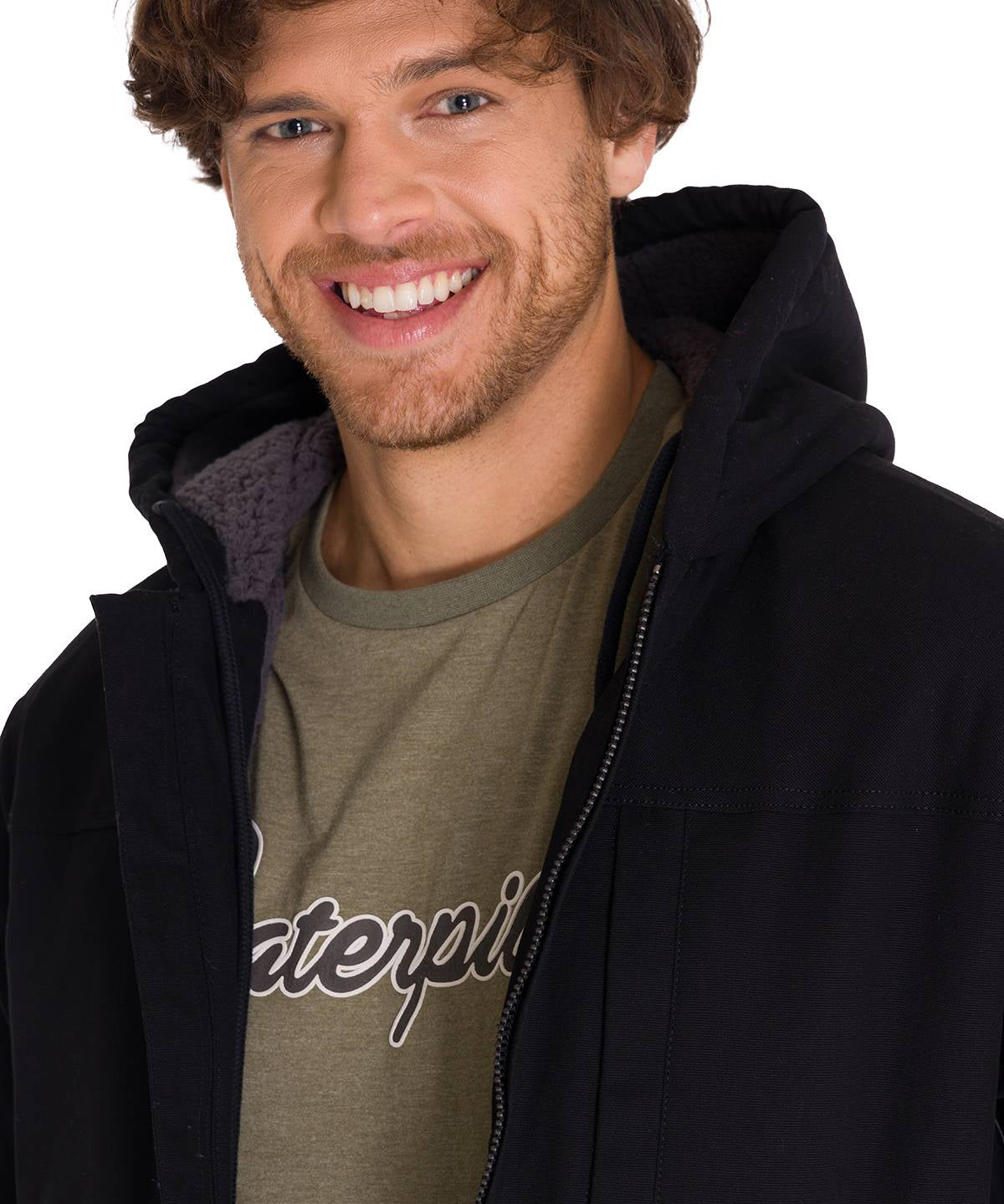 Chaqueta Manga Larga Hombre Hooded Sherpa Lined Negra Cat